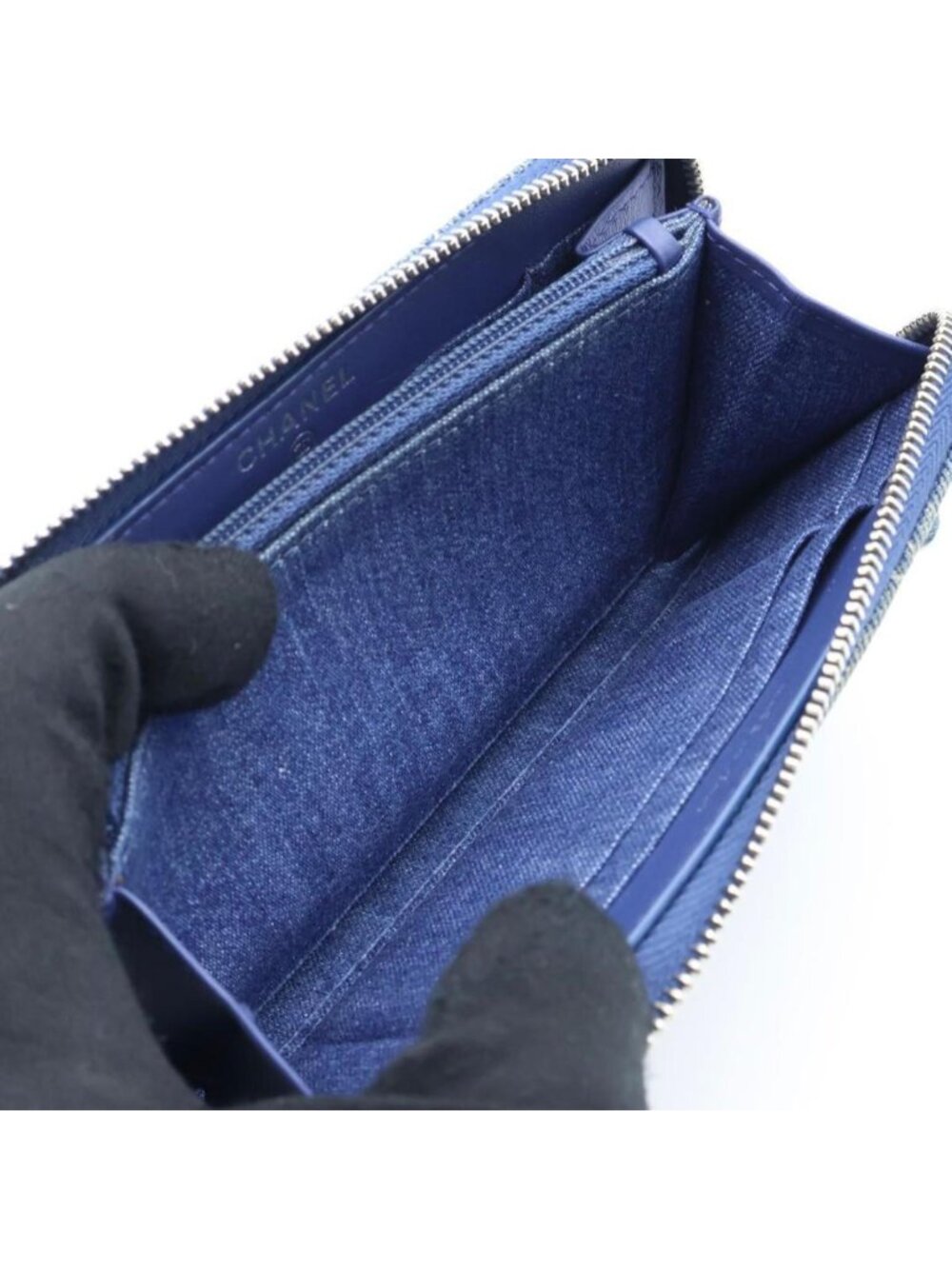 Chanel Quilted Denim Compact Zip Wallet - Picture 5 of 10